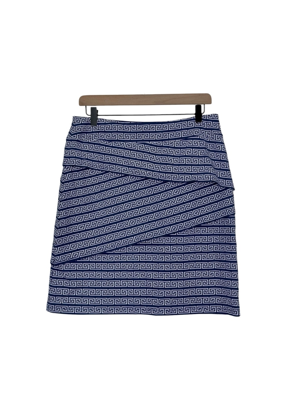 J. McLaughlin Navy and White Geometric Pencil Skirt
